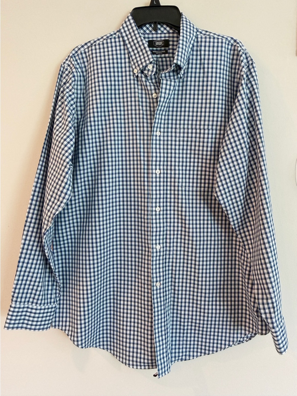 Classic Blue Gingham Button-Down Dress Shirt - Men's
